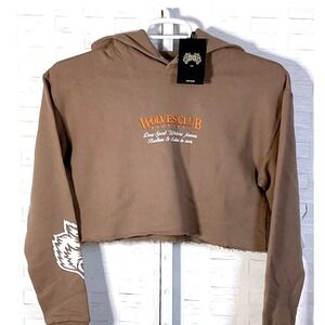 Darc Sport Saloon Cropped Pierce Hoodie Womens Size Small Limited NFGU Brown